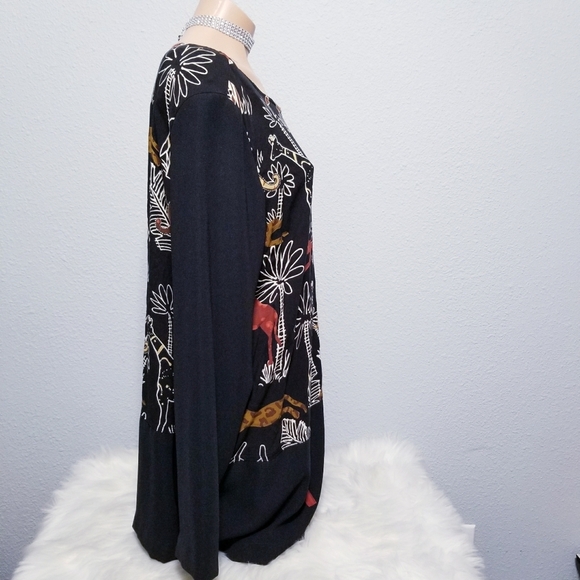 Vintage 80's 90's retro Novelty animal elephant giraffe blouse top MEDIUM - Picture 4 of 7